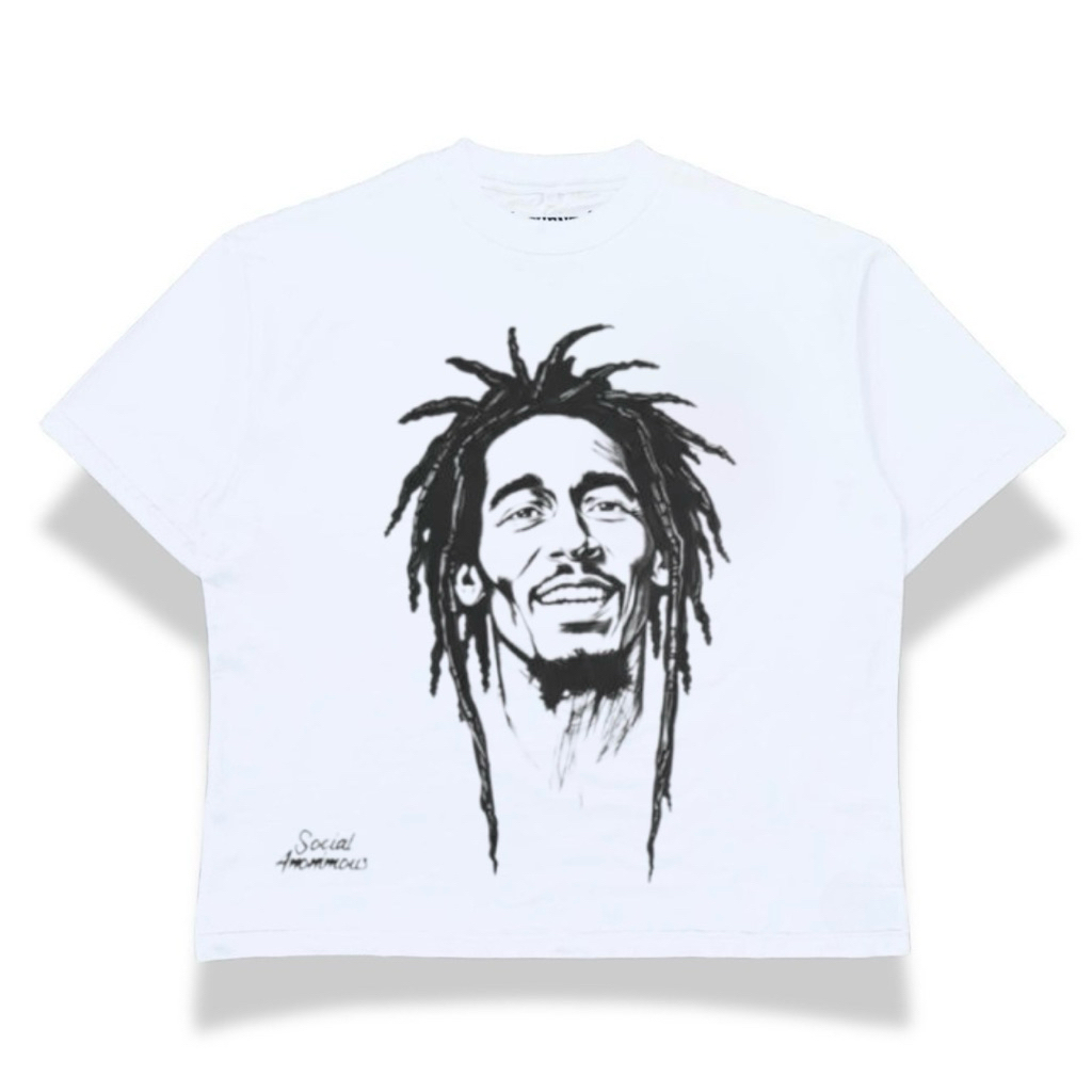 Kaos Boxy fit Oversize T-shirt Unisex Pria Dan Wanita Bob marley Putih - Zothentic