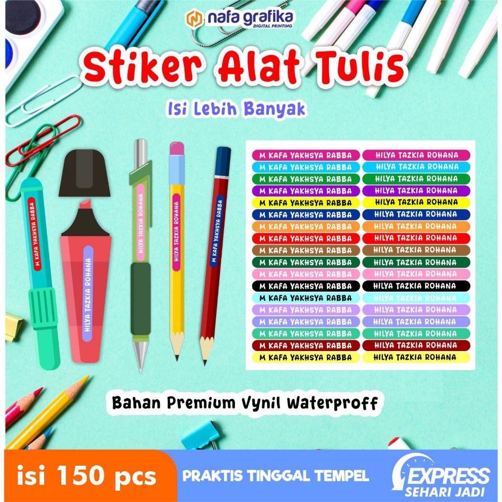 

(ISI 150PCS) STICKER PENSIL PULPEN STIKER ALAT TULIS ATK PERALATAN SEKOLAH ANAK SD TK SMP SMA