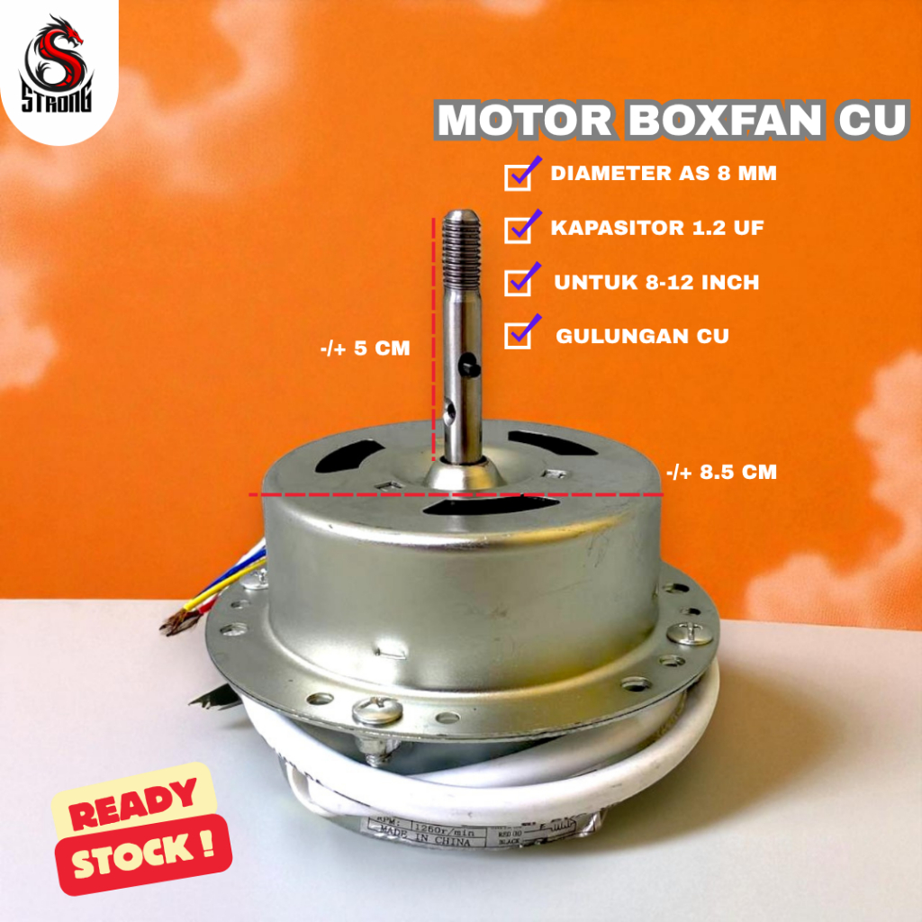 STRONG Dinamo Mesin Kipas Angin Boxfan 8-12 Inch / Kipas Duduk Kotak – Full Tembaga/CU