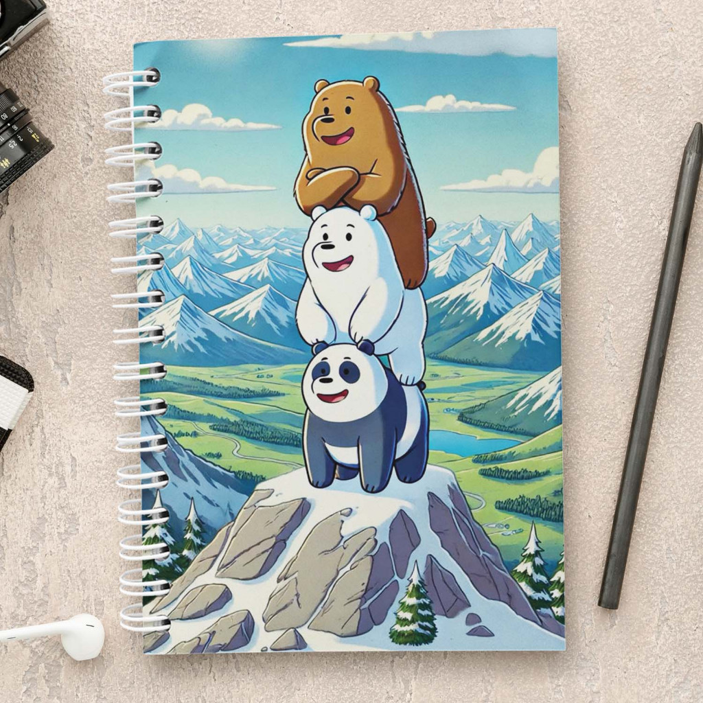 

Note Book Spiral Large (10 cm X 14 cm) Edisi Bare Bears / Notebook A6 Custom / Seminar Kit Surabaya