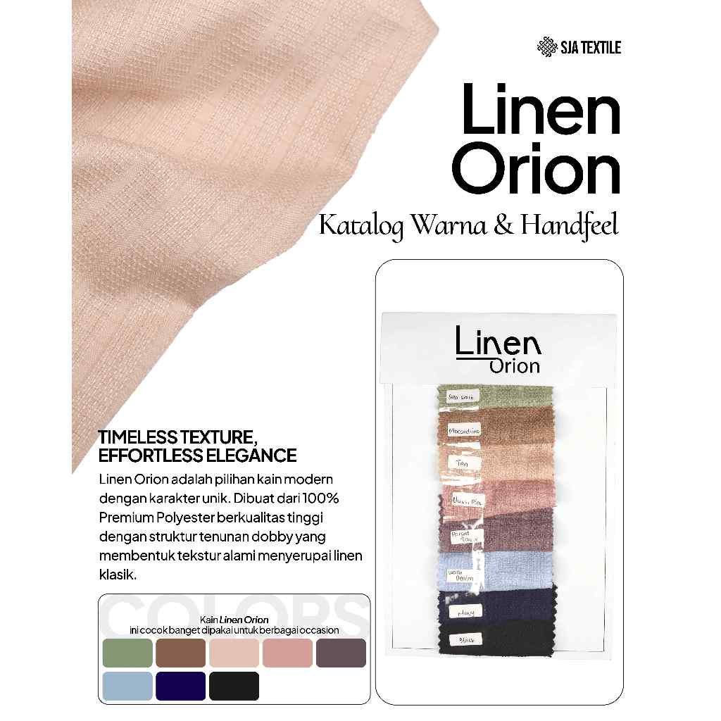 Katalog Linen Orion by SJA Textile - Catalogue Bahan Kain Eceran Linen Orion Linen Look Katalog Kain