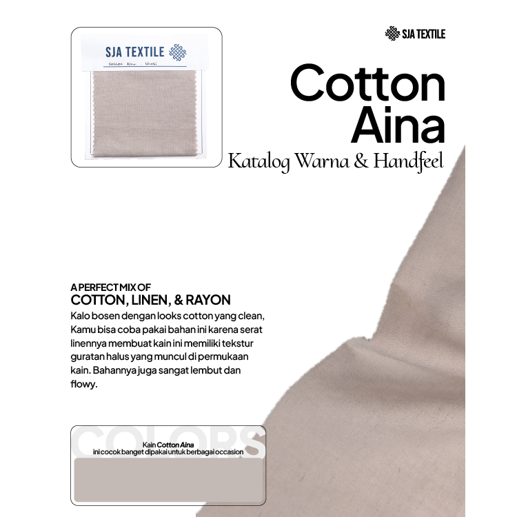 Katalog Cotton Aina by SJA Textile - Catalogue Kain Cotton Linen Rayon Catalog Kain Cotton Lembut Fl