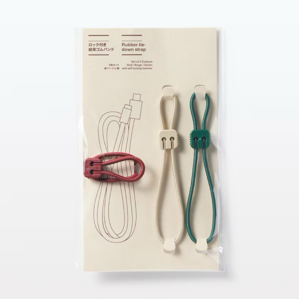 

MUJI Tie Elastic Band With Lock Satu Set Isi 3 Karet Makanan Reusable
