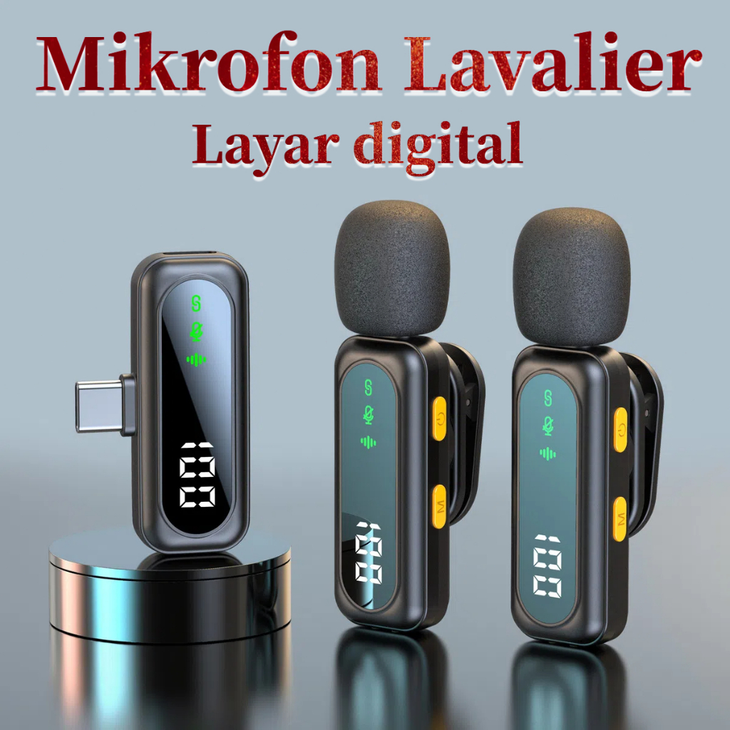 [HOT] Wireless Microphone Clip On Mic Portable Microphone Mikrofon Lavalier HP Untuk  Live Streaming
