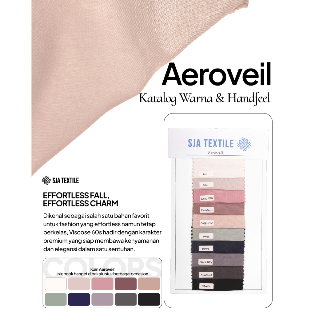 Katalog Aeroveil Viscose 60s by SJA Textile - Catalogue Bahan Kain Viscose 60s Kain Eceran Kiloan Ba
