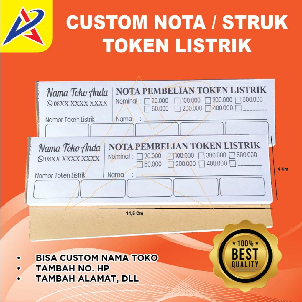 

CUSTOM nota token listrik murah express