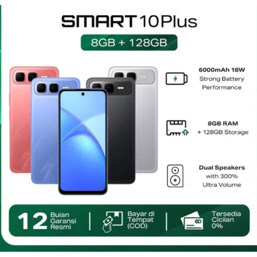 Infinix Smart 10 Plus 8/128GB - Up to 16GB Extended RAM - 6.67 inch 120Hz HD+ - T7250 - 6000 mAh
