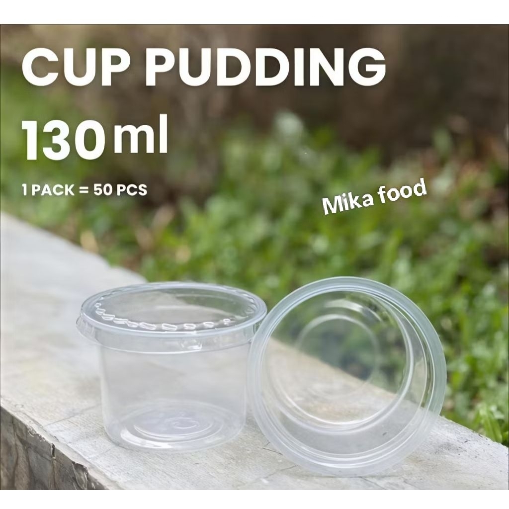 Cup Puding 130 ml + tutup Tebal Isi 50 Set Cup Puding Agar Jelly Murah Berkualitas
