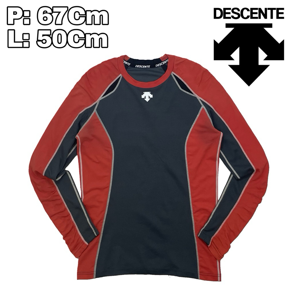 B52 Baselayer Shirt Descente Orange Sport Outdoor Manset  Baju Lengan Panjang Running Olahraga Hikin
