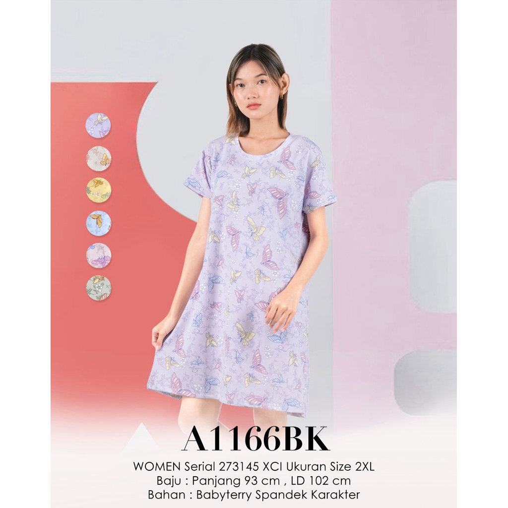 1166BK Lemone Dress Pendek Daster Babyterry Wanita Casual