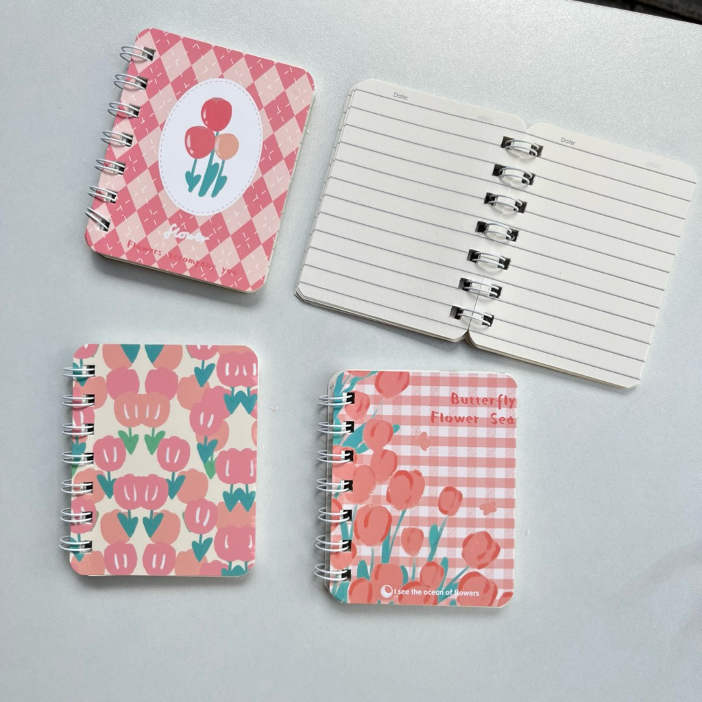 

minibook notebook aesthetic notepad buku tulis lucu A7 motif peach flower