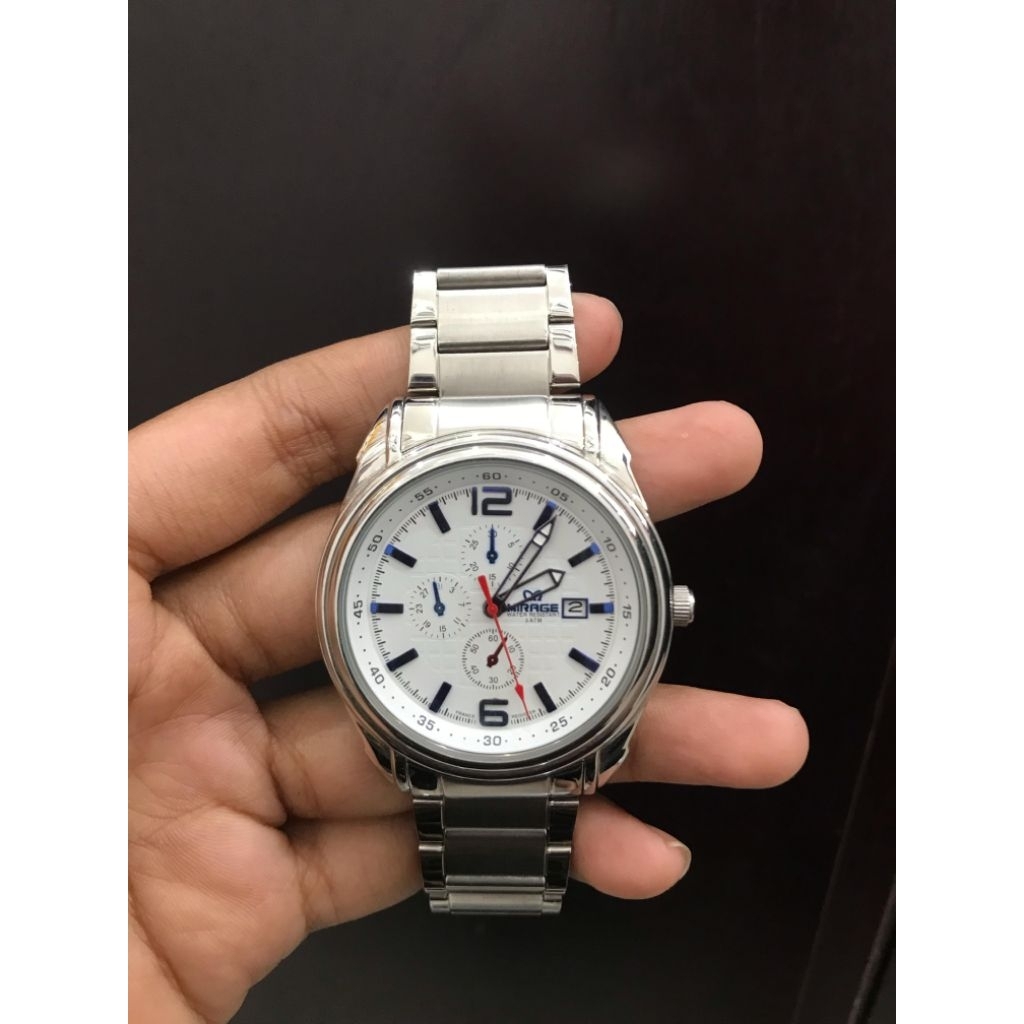 JAM TANGAN MIRAGE COWOK STAINLESS CHRONOGRAPH FANTASI