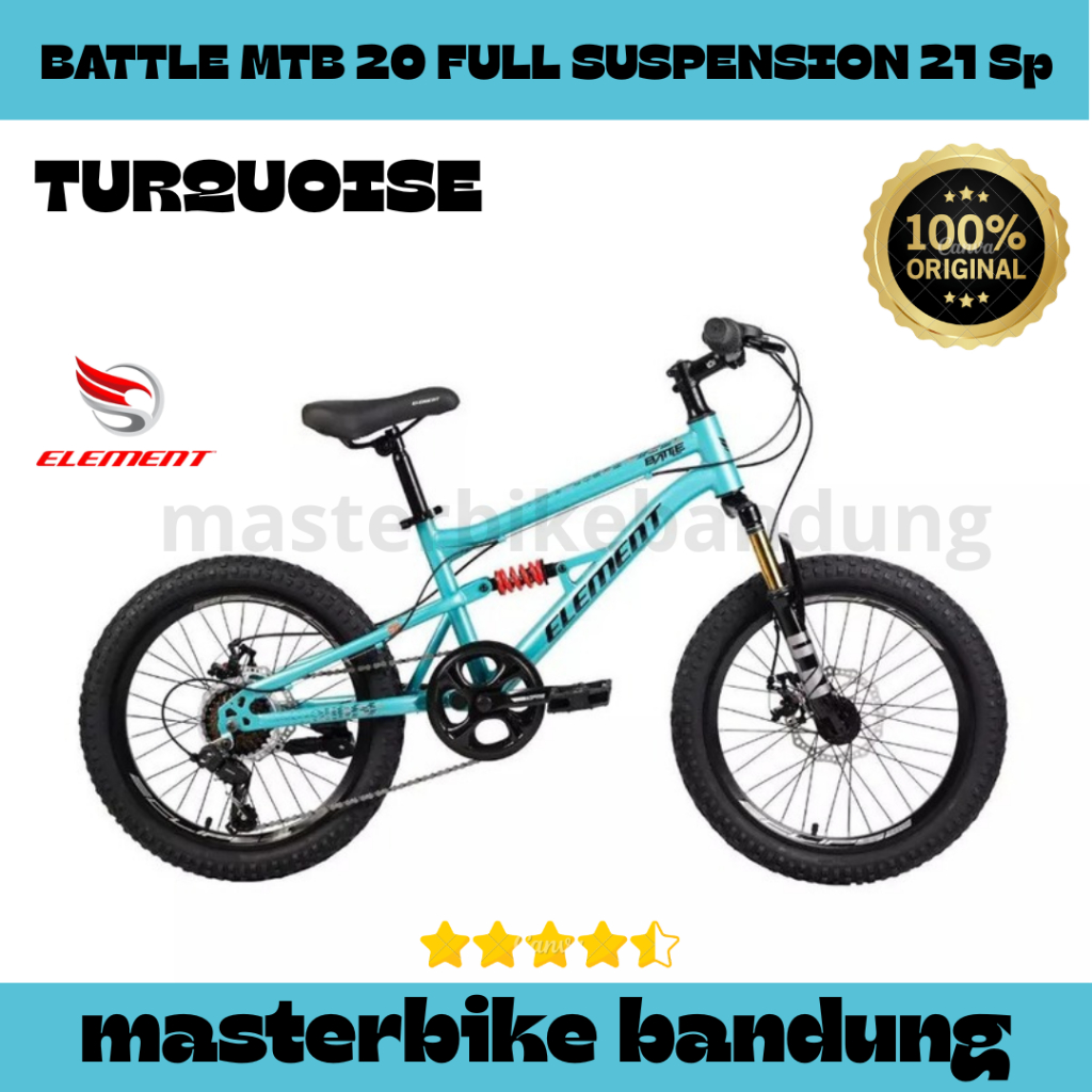 Sepeda Gunung 20" ELEMENT BATTLE MTB FULL SUSPENSION 21 Speed - discbrake fork suspension