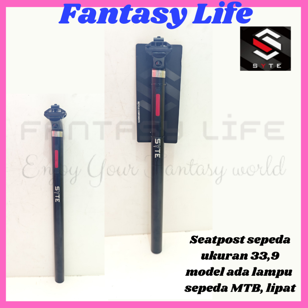 Fantasy Seatpost tiang sadel sepeda ukuran 33.9 mm panjang 55 cm tiang sadel alloy sepeda MTB, lipat