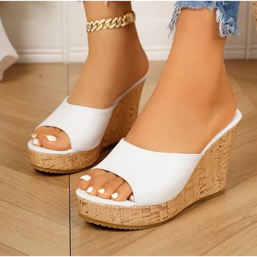 MS Sandal Selop Wedges Heels Wanita Tinggi 10 CM - F7