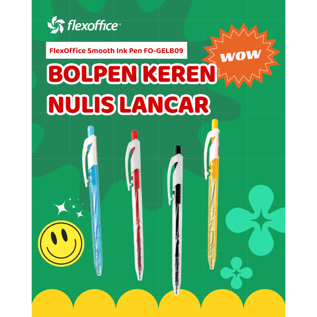 

FlexOffice Retractable Smooth Ink Pen FO-GELB09 0.6mm super trendee lancar tinta bagus