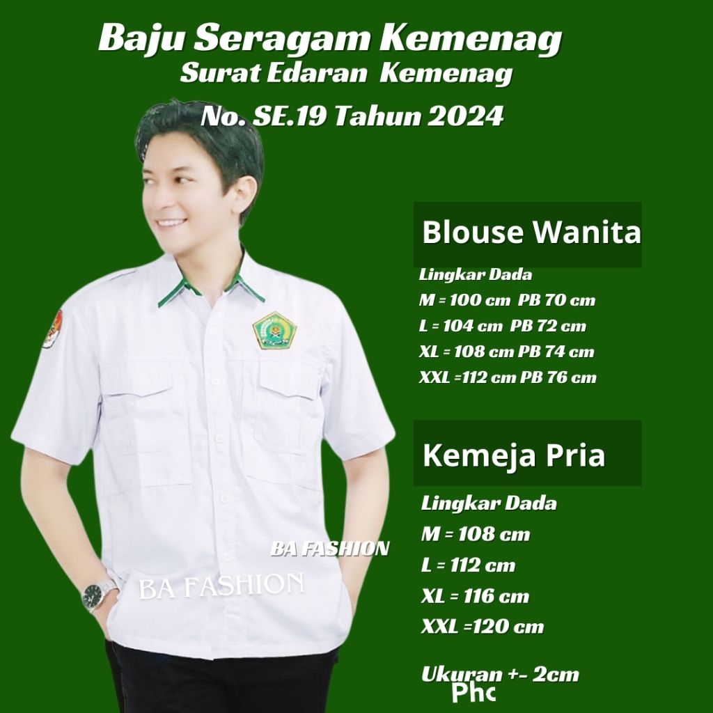 PDH SERAGAM KEMENAG  BAJU LENGAN PENDEK PRIA