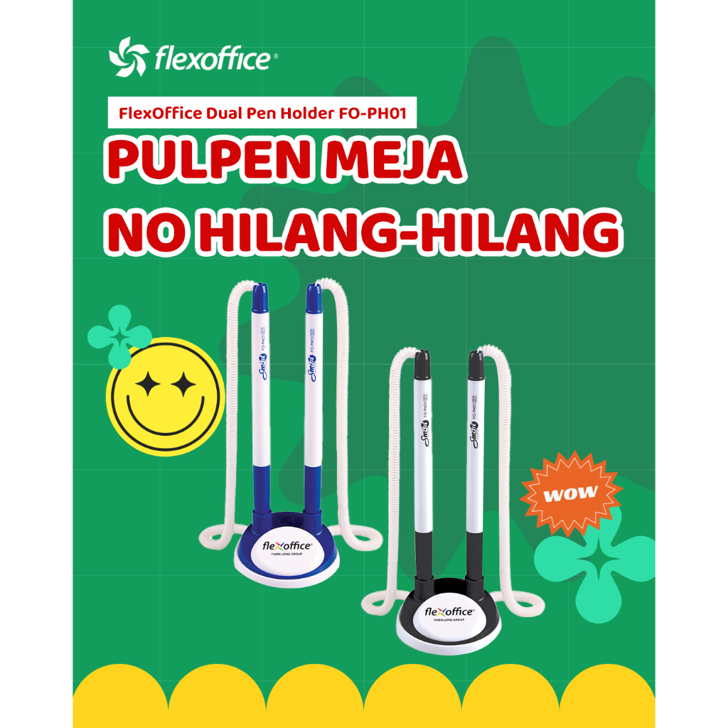 

FlexOffice Dual Pen Holder FO-PH01 hitam bolpen tali resepsionis susah dicuri