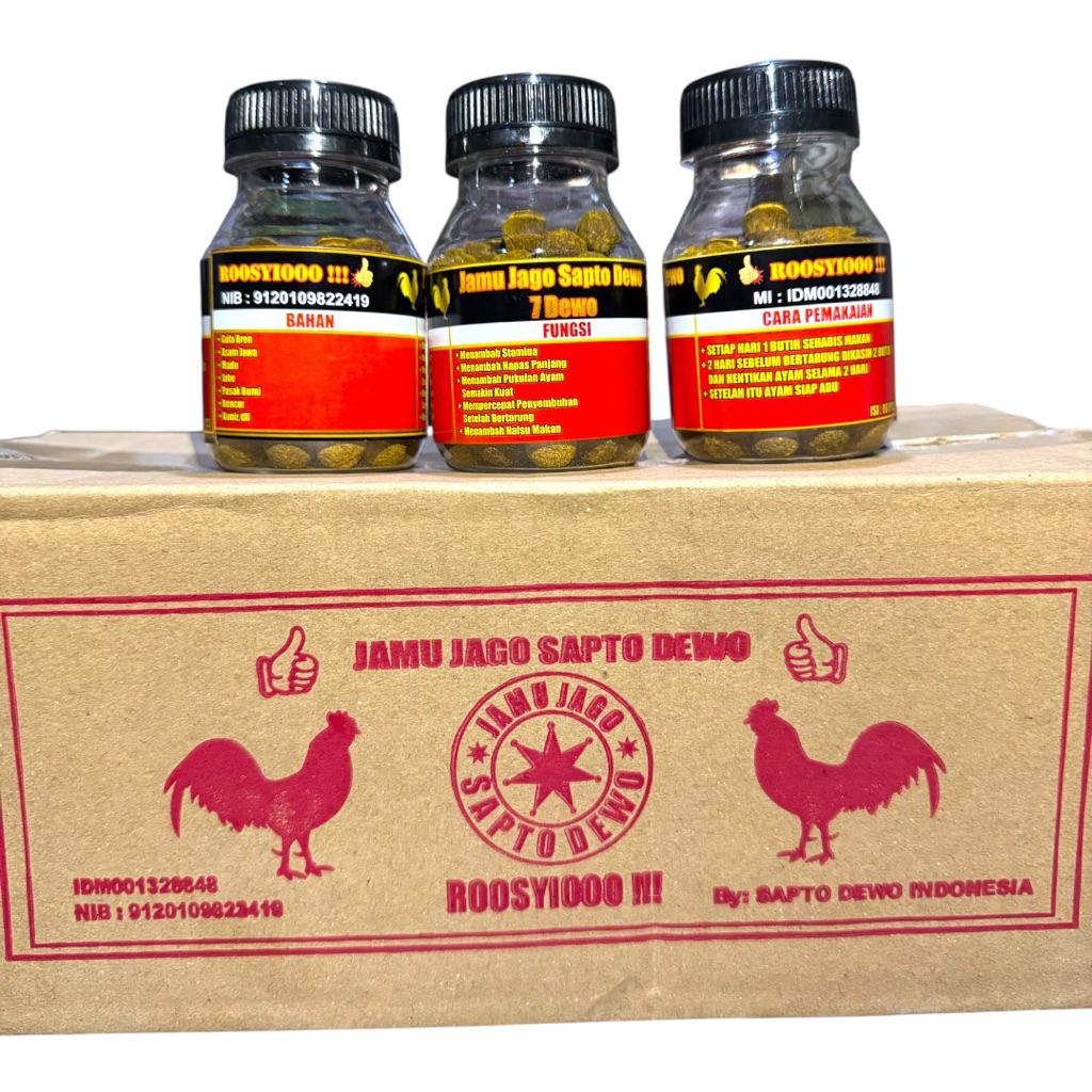 Jamu Jago Sapto Dewo jamu ayam laga menambah stamina, meningkatkan pukulan isi 80butir