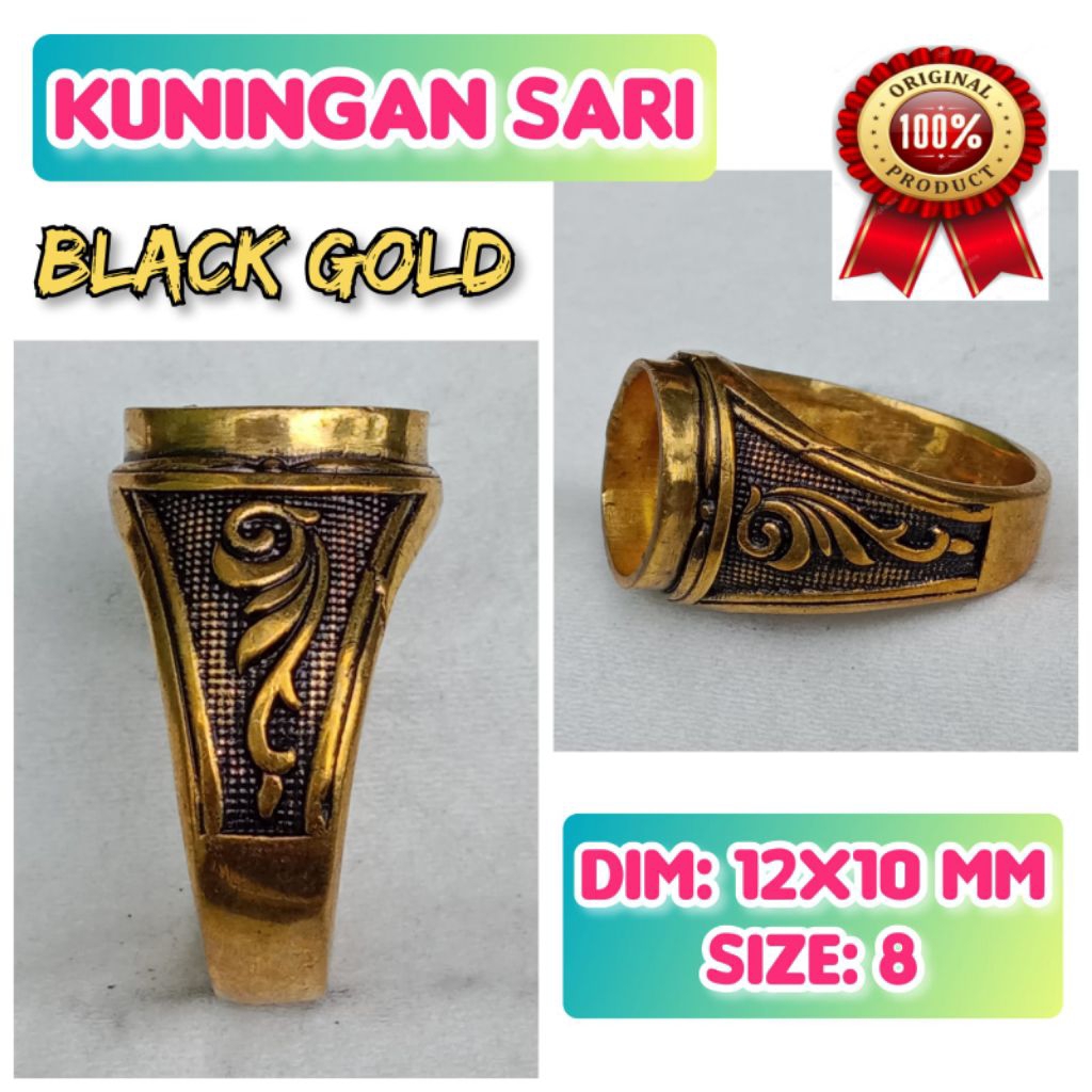 cincin emban batu akik batu permata Kuningan perunggu.65