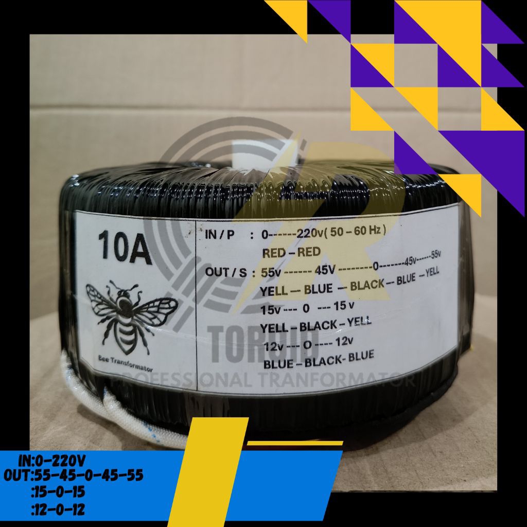 TRAFO TOROID 10A CT 55v - 45v