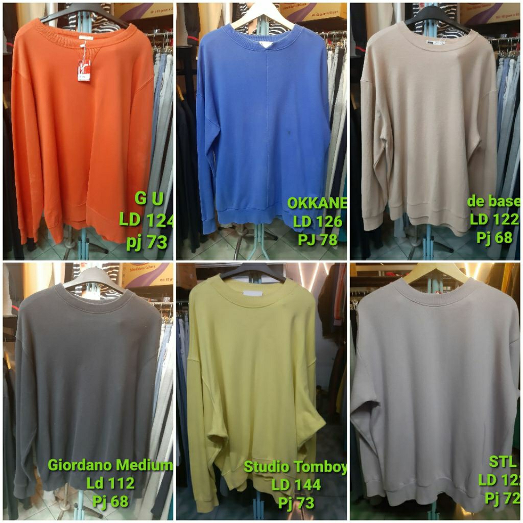 Sweater Crewneck SECOND Unisex Katun Berkualitas PRELOVED (PL) POLOSAN