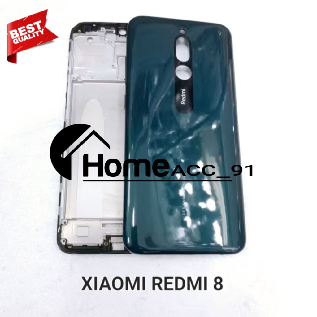 Casing Fullset Xiaomi Redmi 8 Backdoor + Midlle Frame Lcd Kesing Housing Fulset
