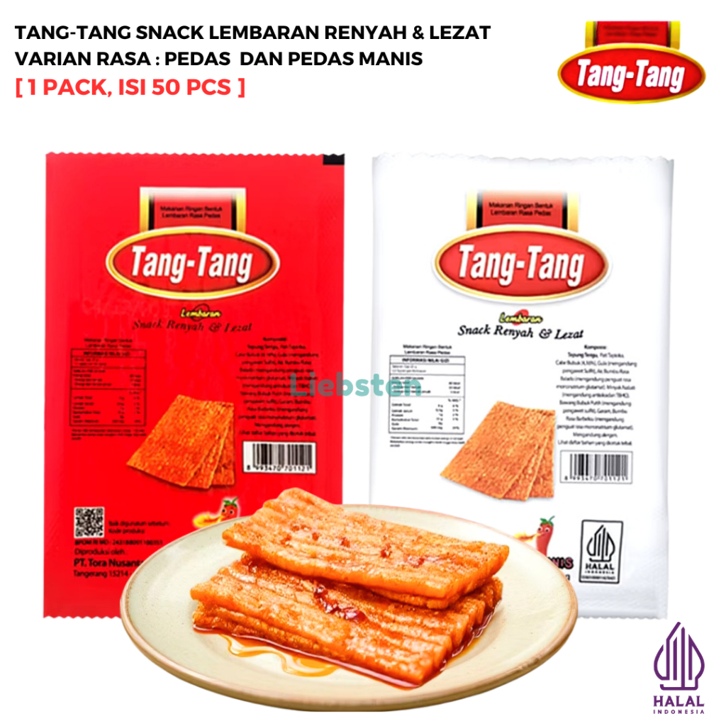 

[HALAL] Tang Tang Snack Lembaran Pedas [1 Pack, Isi 50 Pcs]