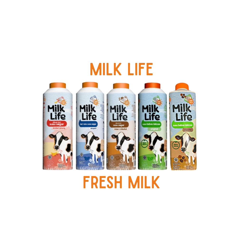 

MILK LIFE FRESH MILK 1000 ML | LACTOSE FREE, CHOCOLATE, PLAIN, MOCHA, STRAWBERRY BANANA