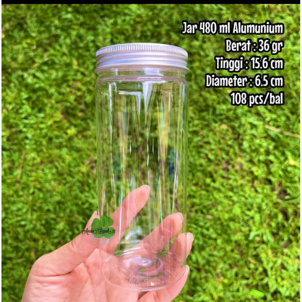 Toples Jar Cylinder 480 ml + Tutup Alumunium