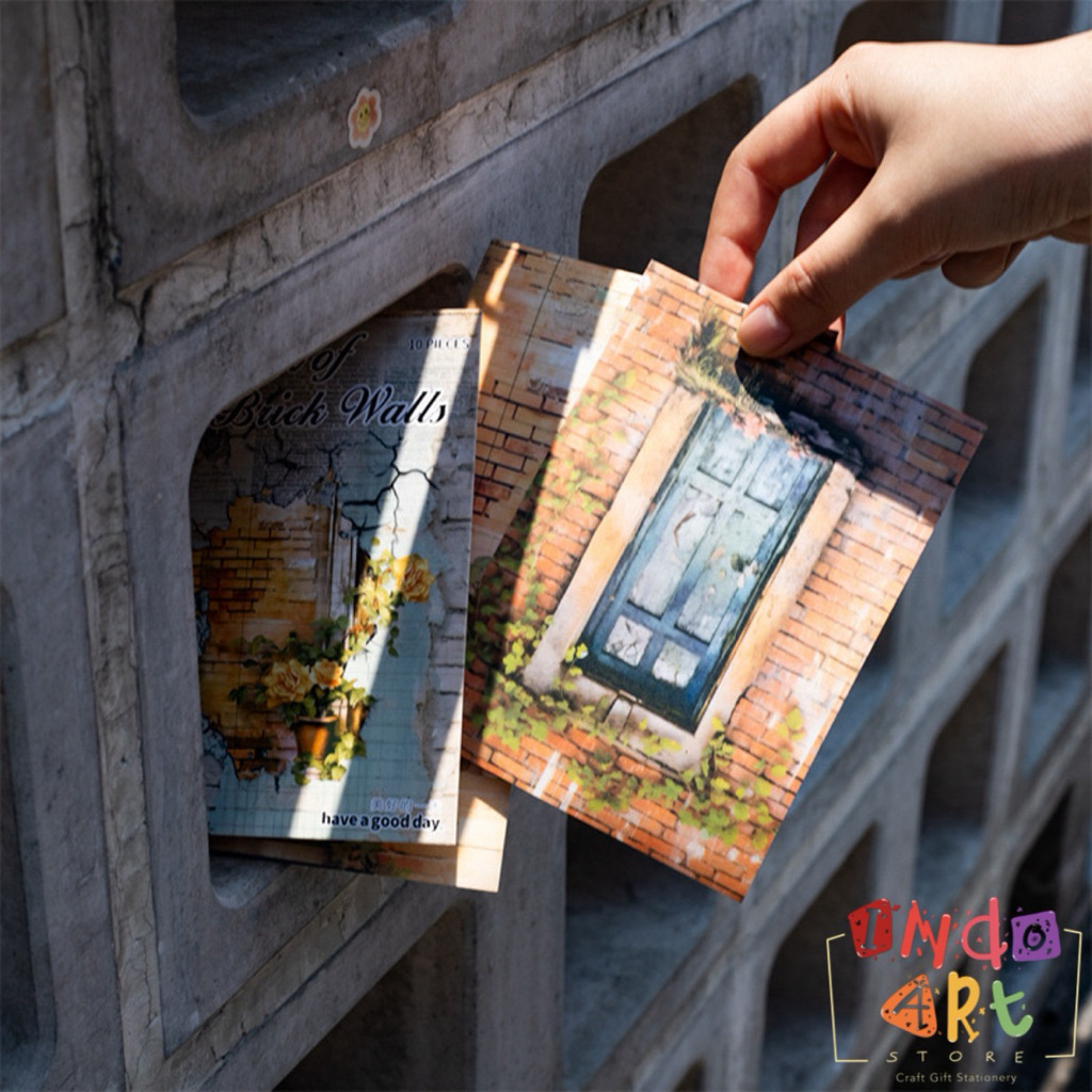 

(IAS) Material Paper Kertas Journal Scrapbook Brick Dinding Lumut Batu Bata Tembok Bangunan Scenery Aesthetic Window Jendela