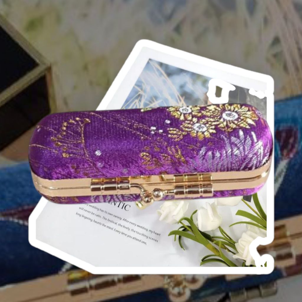 Box Lipstik / Dompet Penyimpanan Asesoris / Dompet Penyimpanan Lipstik Warna Ungu Dilengkapi Dengan 