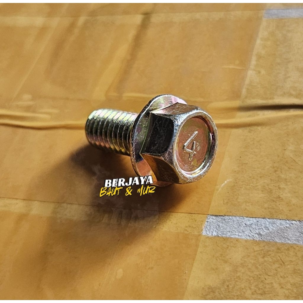 Baut Flange M8x16 Kunci 12 Kuning / Baut Topi 12 Panjang 1,6cm Kuning