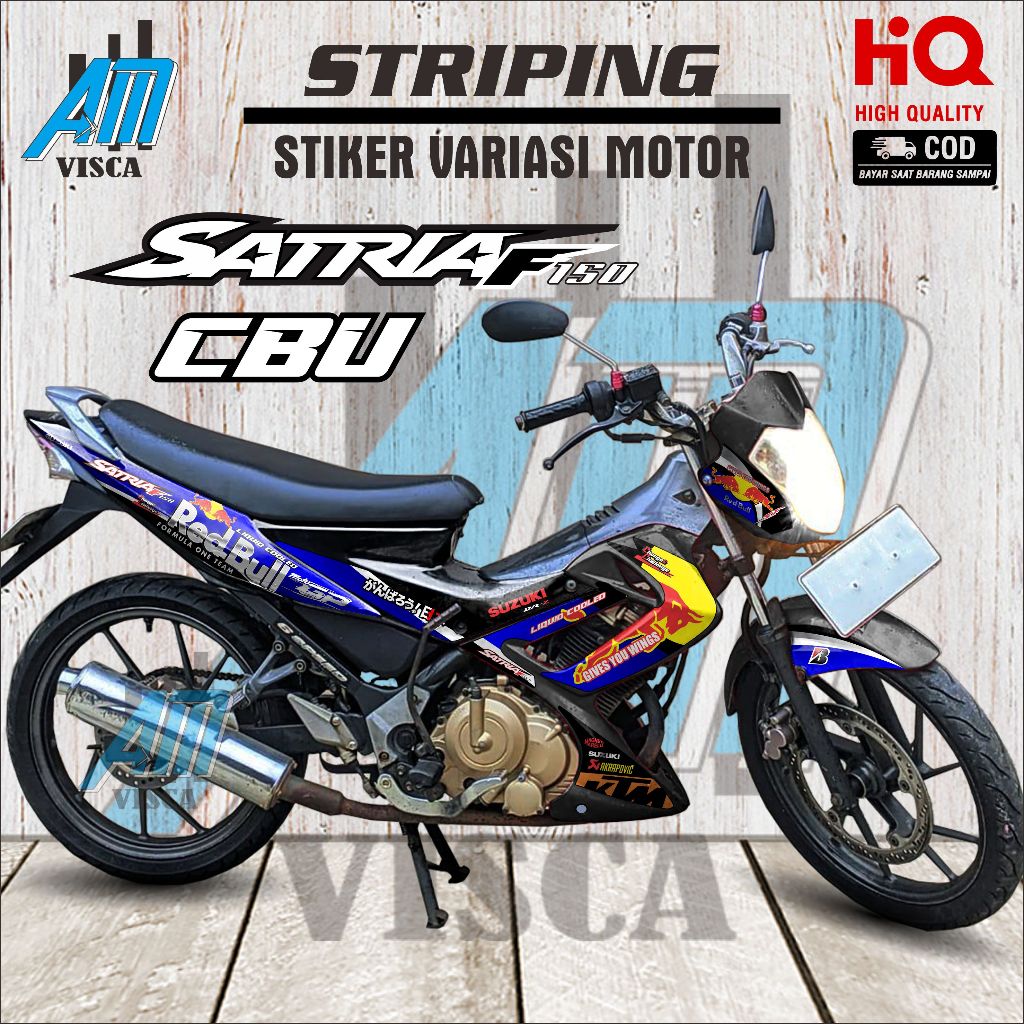 Striping Satria Fu Cbu 2004 Stiker Variasi Motor Suzuki Satria Fu 150 Cbu Desain Redbull