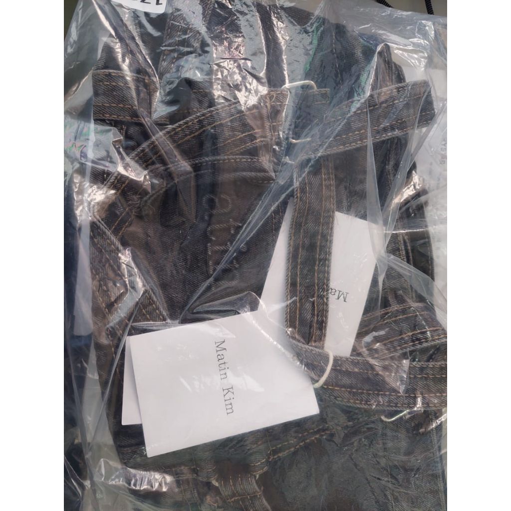 Tas Wanita Matin Kim Washed Denim  Black Grey Tote Bag