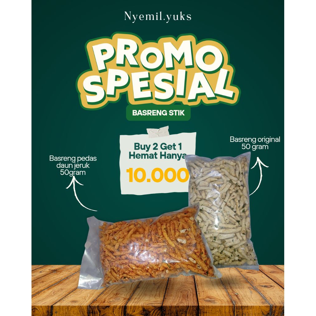 

Basreng stik buy 2 get 1 kemasan 50 Gram/Basreng Stik