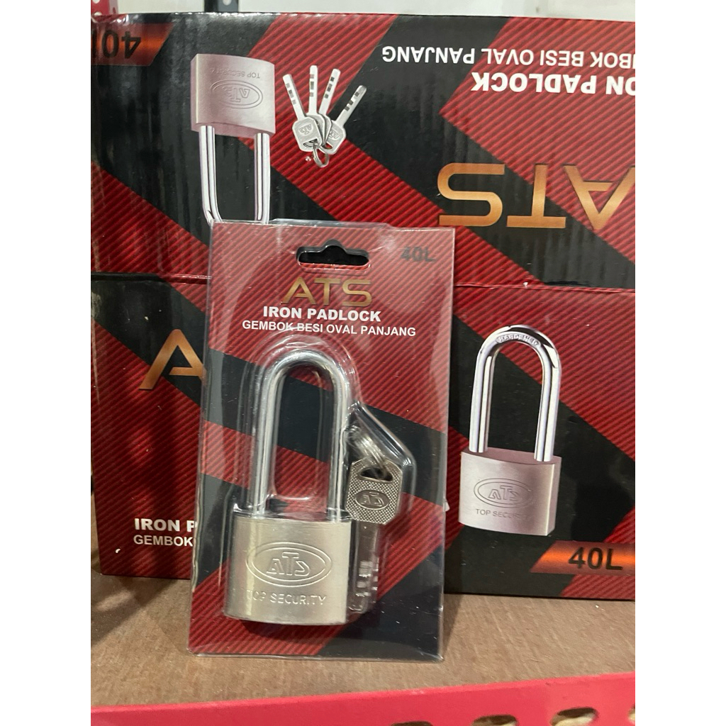 Gembok Pintu Gudang Rumah Pagar Oval Bulat Chrome ATS Leher Panjang Pendek 30mm 40mm