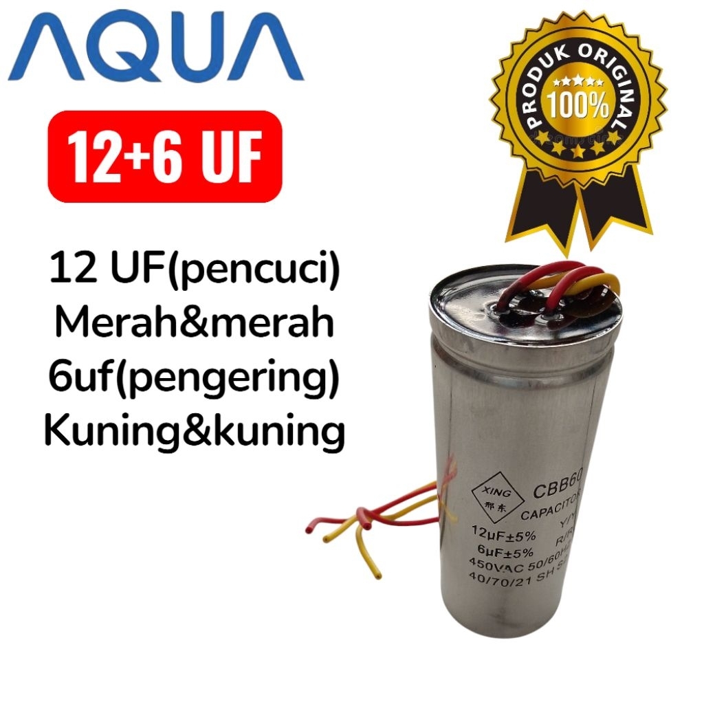 Kapasitor capasitor mesin cuci 2 tabung aqua original