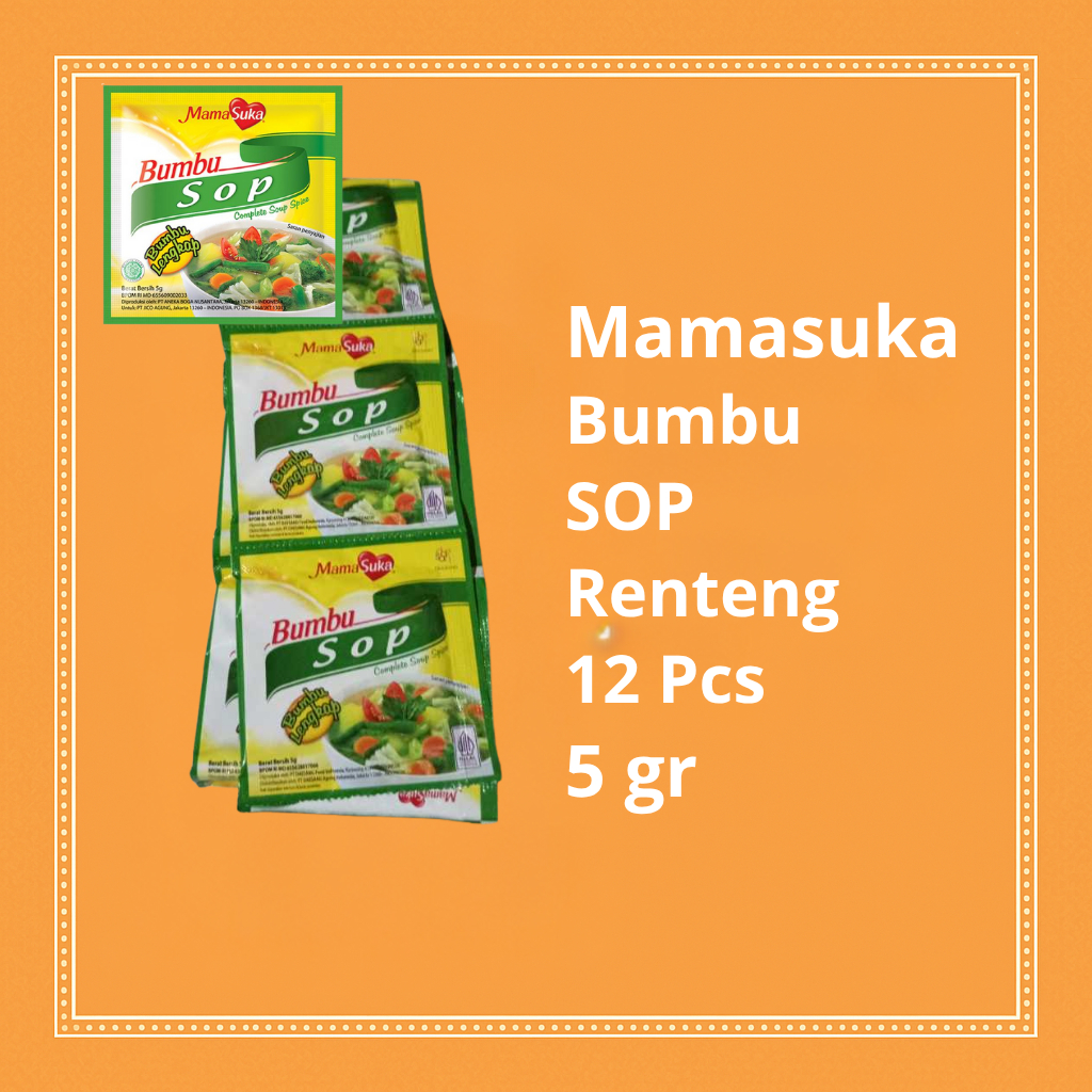 

Mamasuka Bumbu Sop 5g Isi 12 Pcs – Bumbu Instan Sop Praktis dan Ekonomis