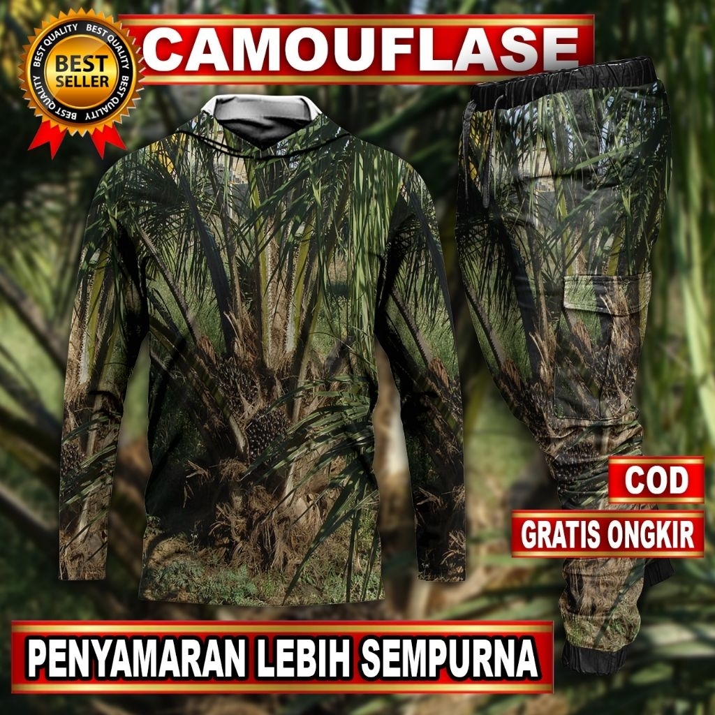 SETELAN BAJU CAMO HUNTING BERBURU FULL SET | BAJU CAMO HUNTING | BAJU CAMO MOTIF SAWIT | PAKAIAN BER