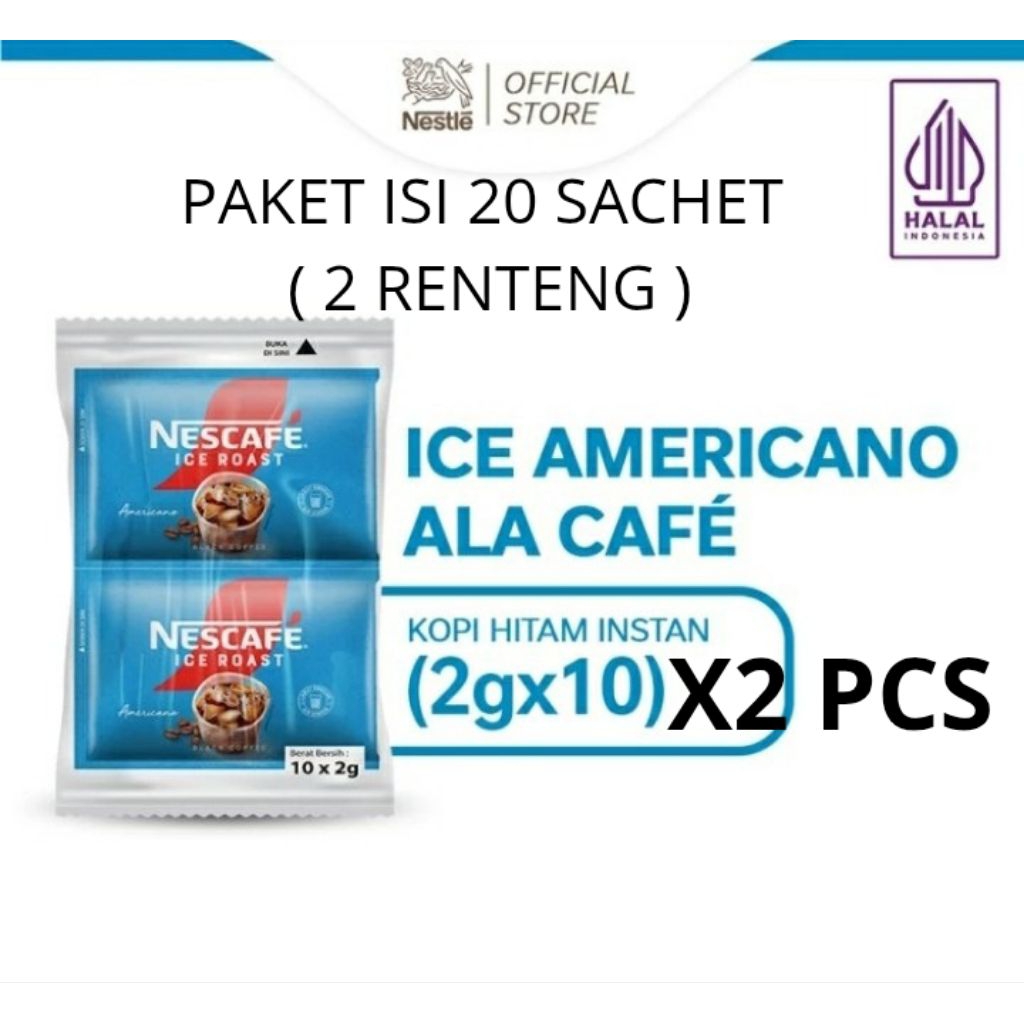 

NESCAFE ICE ROAS KOPI AMERICANO KOPI HITAM INSTAN PAKET ISI 20 SACHET ( 2 RENCENG)