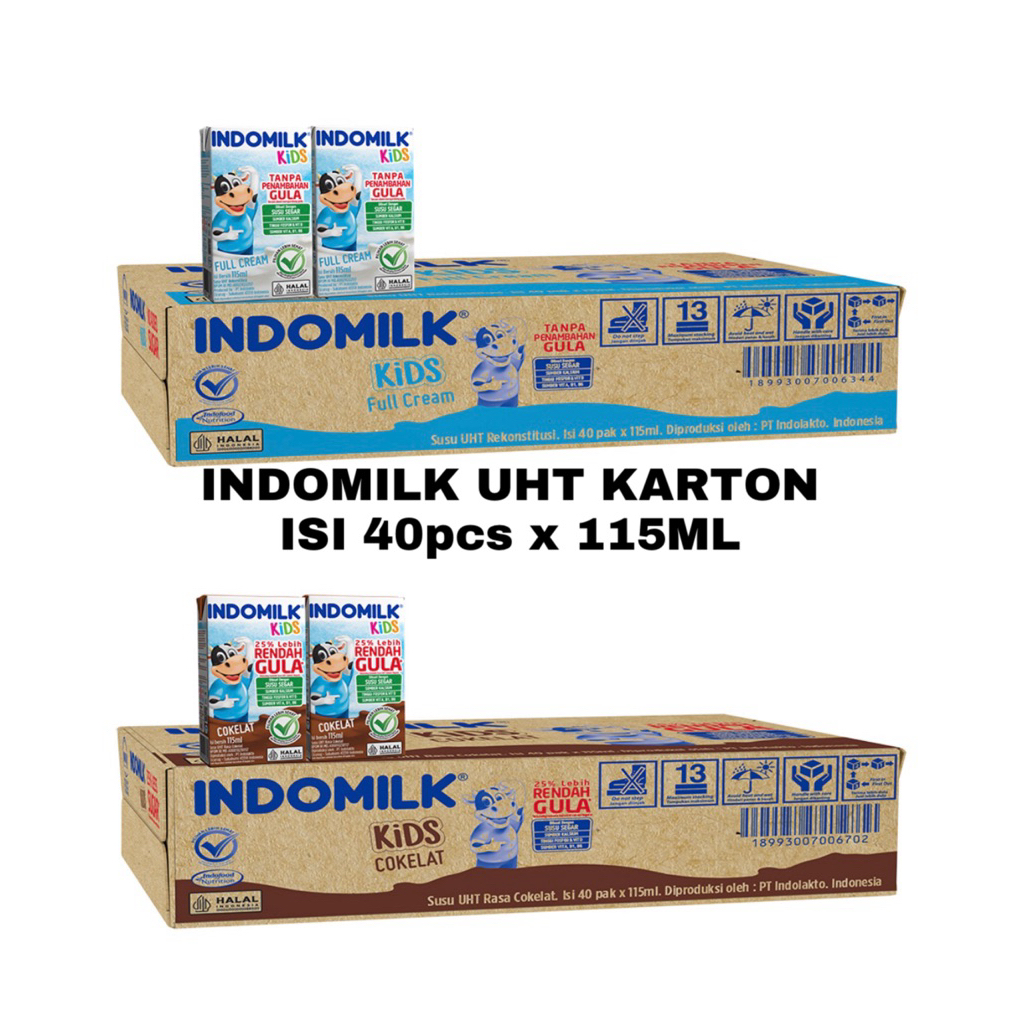 

Indomilk Kids Susu UHT Full Cream/Cokelat 115ml x 40 (KARTON)