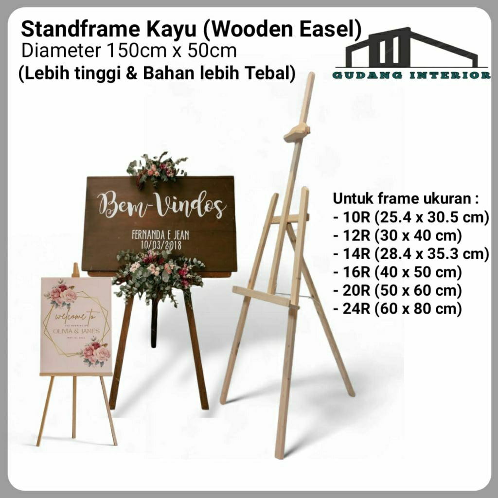 

Stand frame foto prewedding besar(Tebal)/Stand bingkai kayu/ Stand lukisan/ stand kanvas lukis