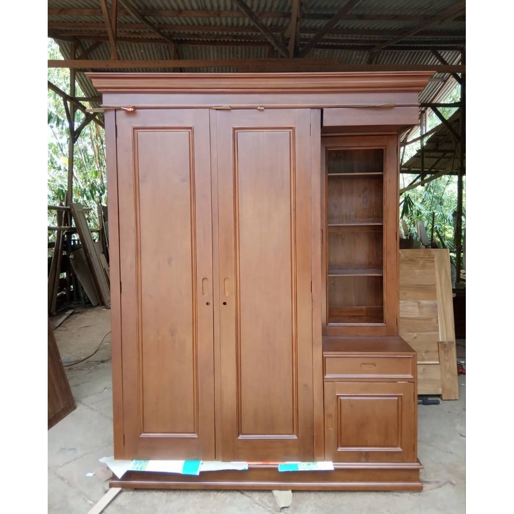 Almari Kayu Jati/ Lemari baju Estetik Kayu Jati Jepara/ Lemari Pakaian aesthetic