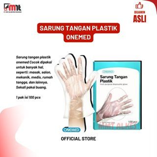 Sarung Tangan Medis ONEMED Steril Plastik One Med Glove isi 100PCS/Sarung tangan plastik Food Grade