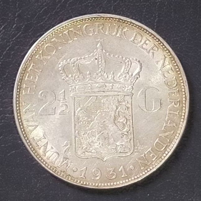 #4.WB. KOIN KUNO || KOIN PERAK || SILVER COIN  2 1/2 G WILHELMINA TAHUN 1931