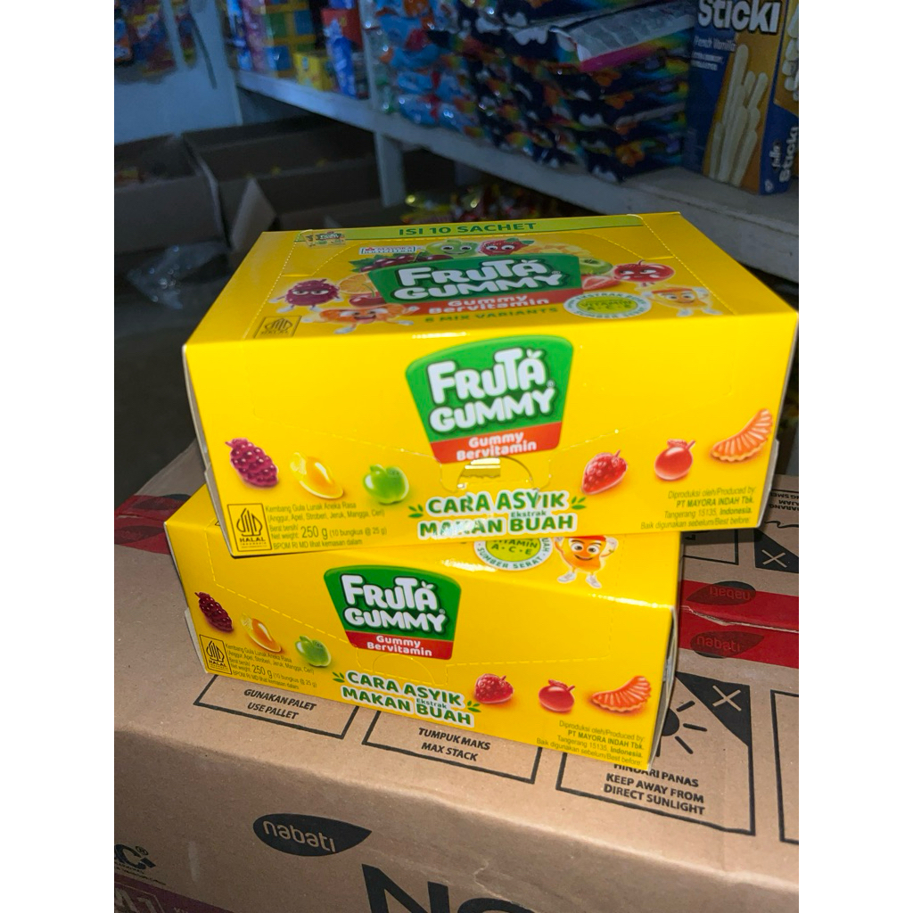 

FRUTA GUMMY GUMMY BERVITAMIN 6mix variants isi 10sachet per kotak cara asik makan buah