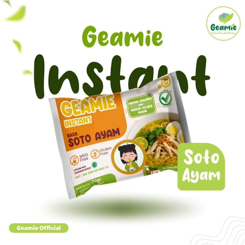

Mie Instan Gluten Free & Non MSG Soto Ayam Mie Sehat Geamie