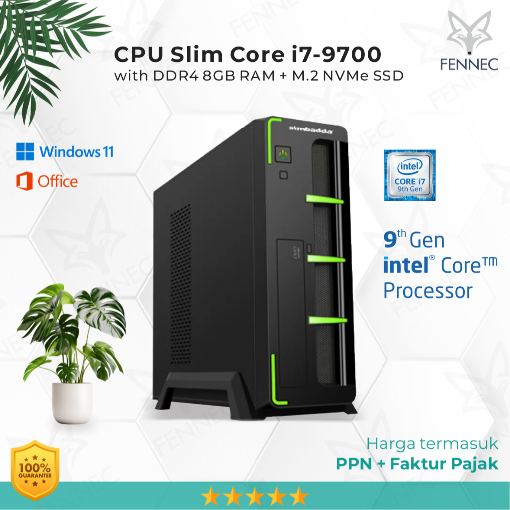 CPU PC Slim Intel Core i7-9700 Gen-9 RAM 8GB SSD Rakitan Office