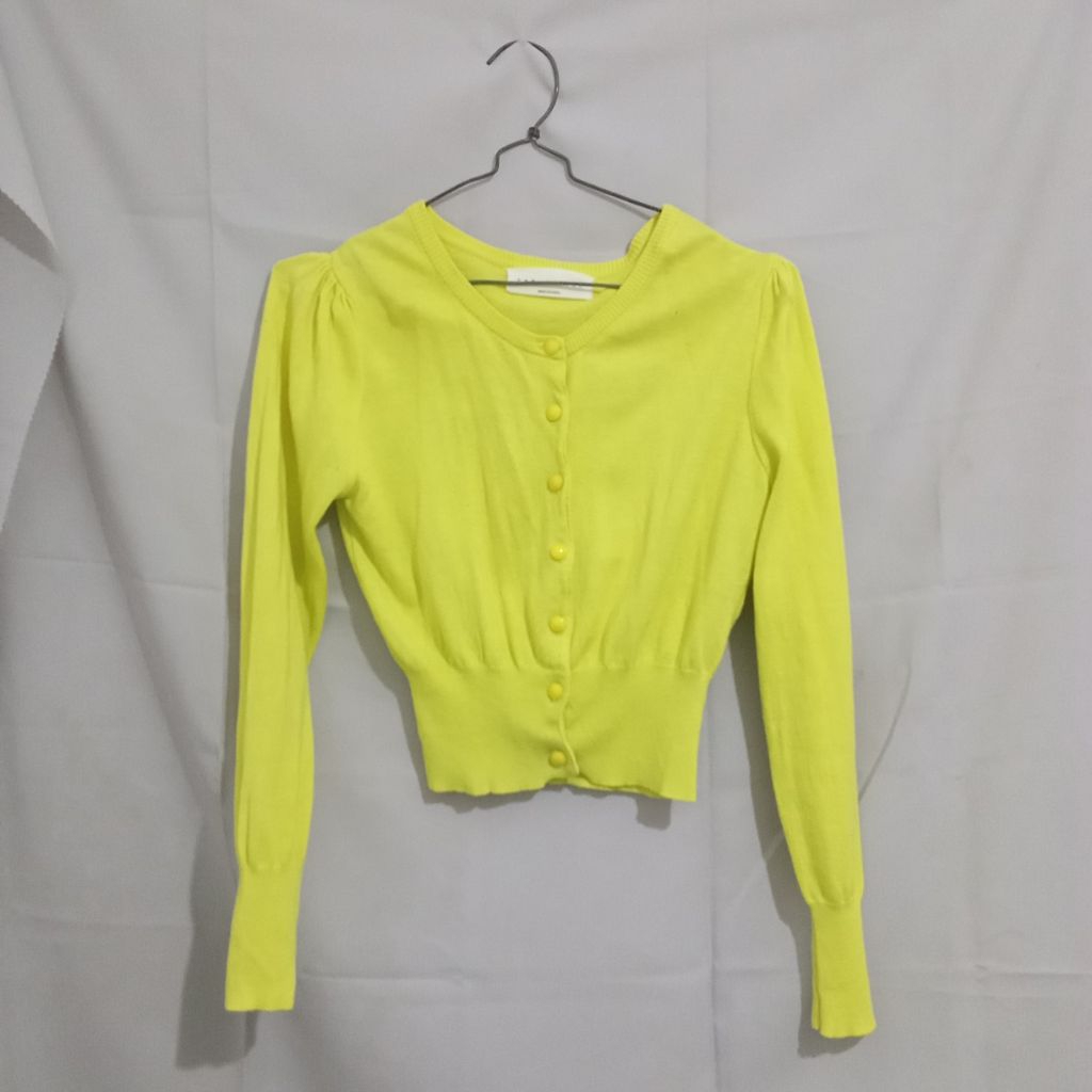 Thrift•Cardigan crop top warna neon/preloved baju cardigan crop top lengan panjang/thrift baju crop 